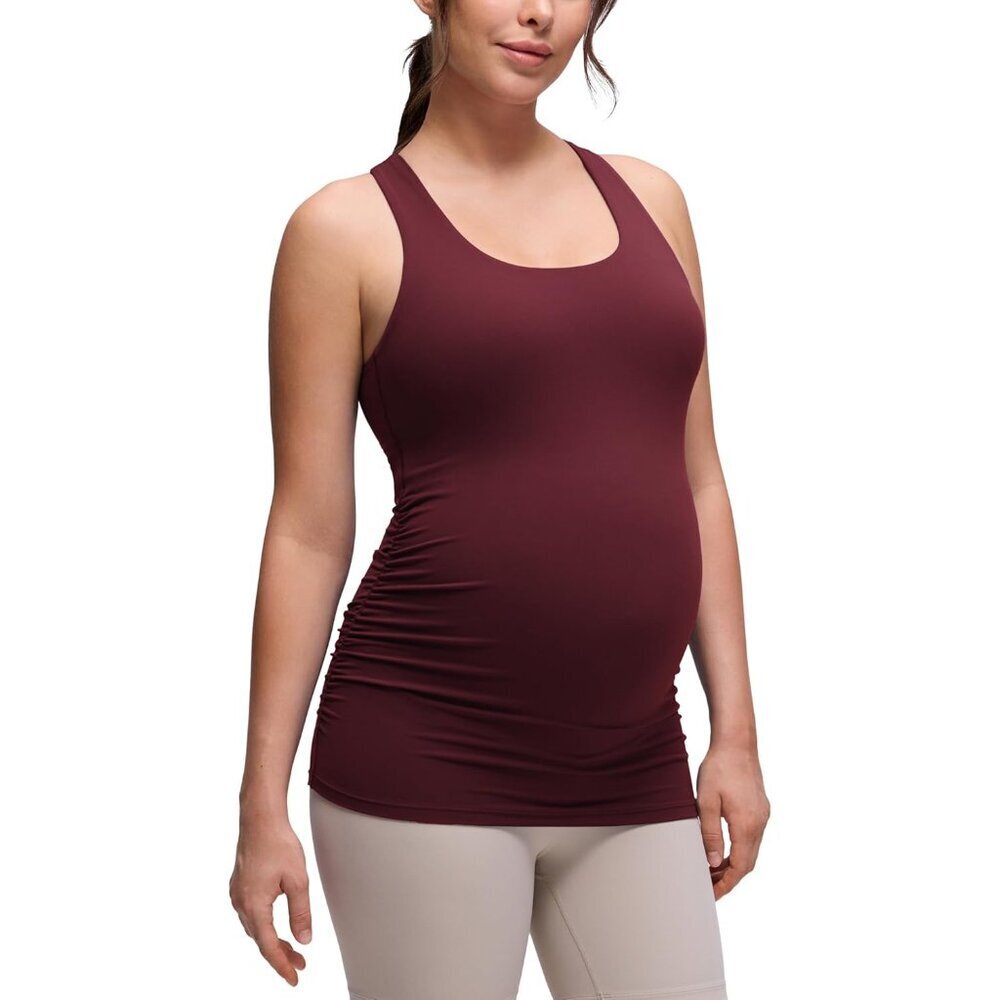 Maternity Racerback Tank Top Womens Pregnancy Yoga Workout Shirt with Built In B